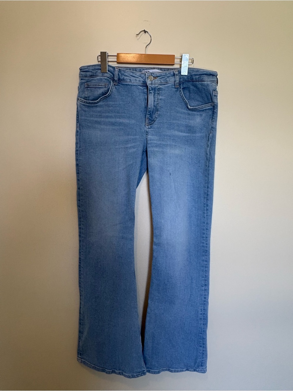 Zara Light Blue Wide-Leg Flare Jeans Size 12